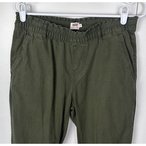 Levi's Women's Sz S Olive Green Jogger Elastic Waist Pull On Denim Belt Loops - Picture 2 of 10